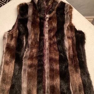 Josephine Faux Fur Vest in Brown and Black